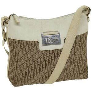 DIOR Trotter Canvas Shoulder Bag Beige